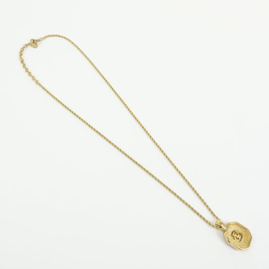 Christian Dior Vintage CD Pendant Metal with Crystals, Gold, Gold Plated, Necklace