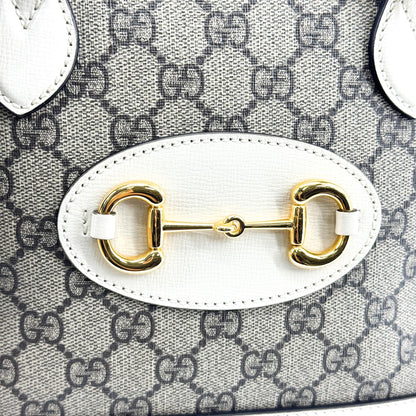 Gucci Horsebit 1955 Top Handle GG Coated Canvas with Leather, White, Canvas, Handbag