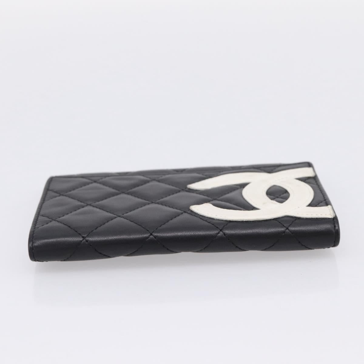 Chanel Cambon Flap Card Case Quilted Lambskin, Black, Leather, Card Holder