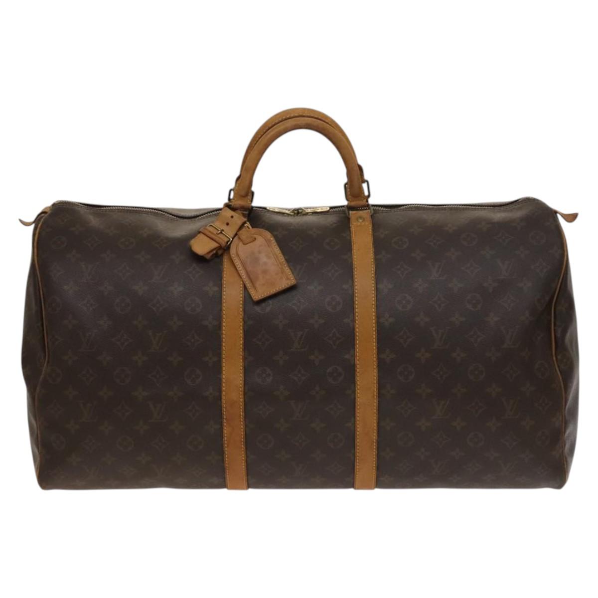 Louis Vuitton Keepall 60, Brown, Canvas, travel