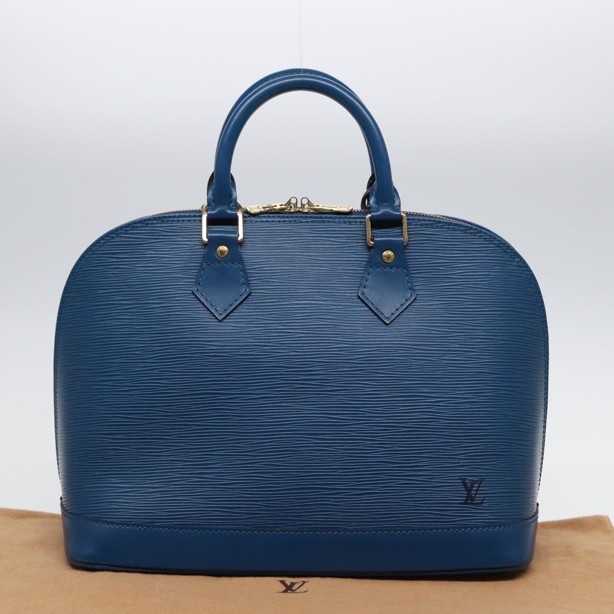 Louis Vuitton Alma, Blue, Leather, handbag