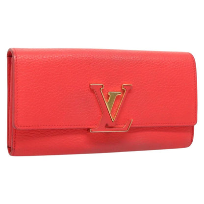 Louis Vuitton Capucines, Red, Leather, wallet