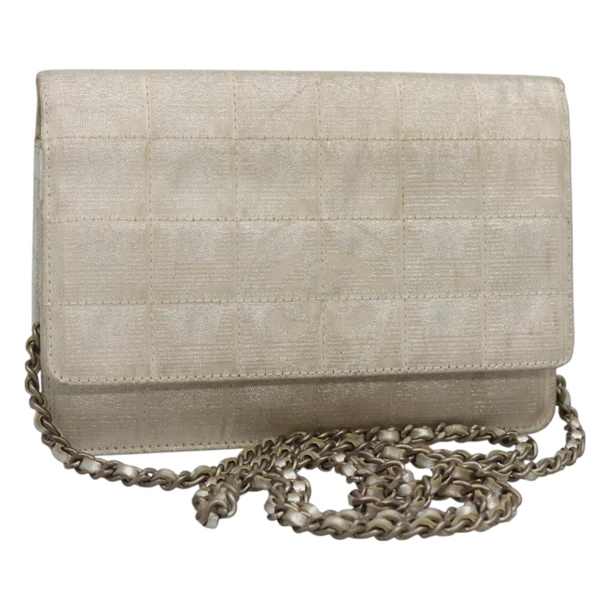 Chanel, Silver, NYLON, clutch
