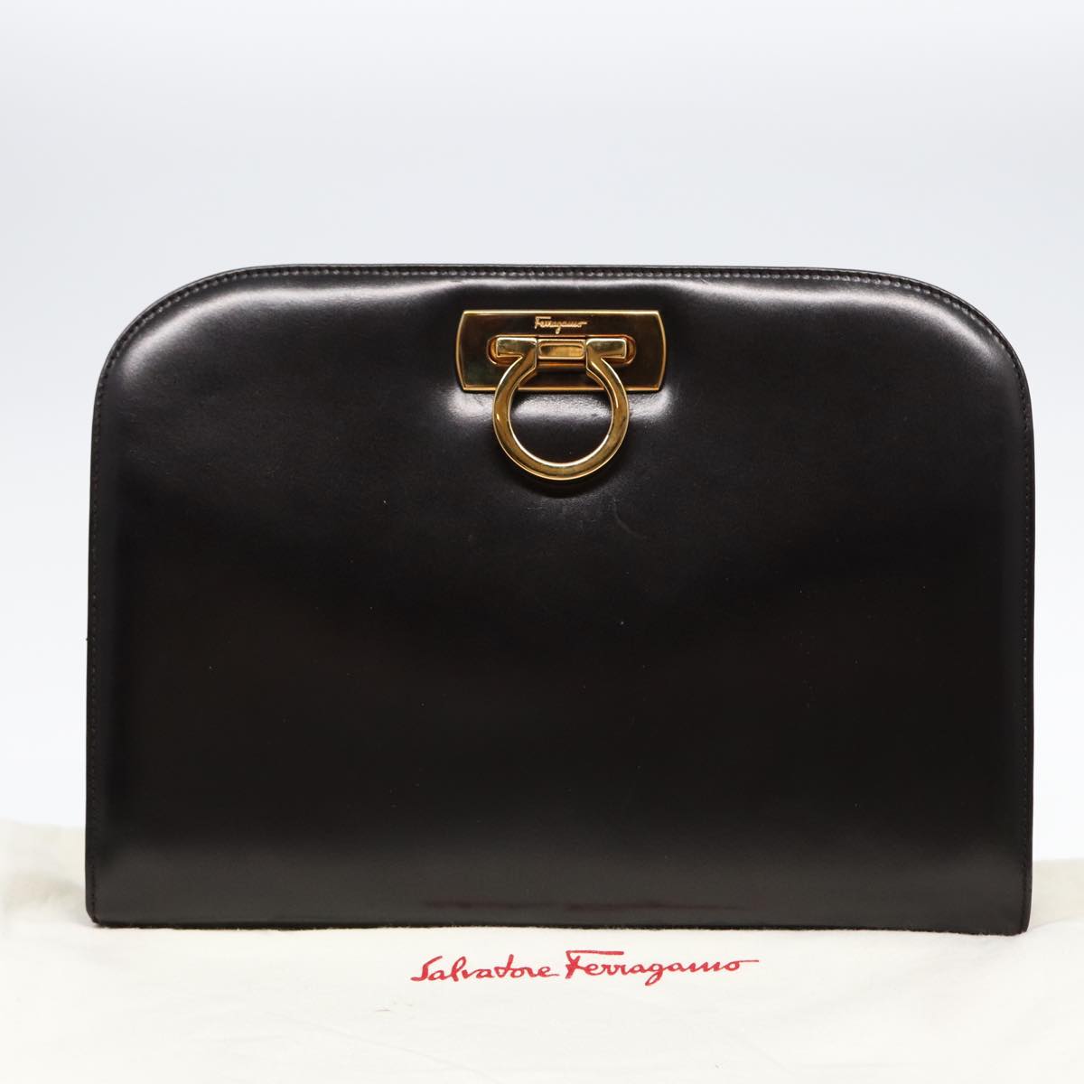 Salvatore Ferragamo Gancini, Black, Leather, shoulder