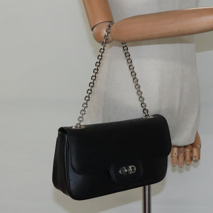 Salvatore Ferragamo Gancini, Black, Leather, shoulder