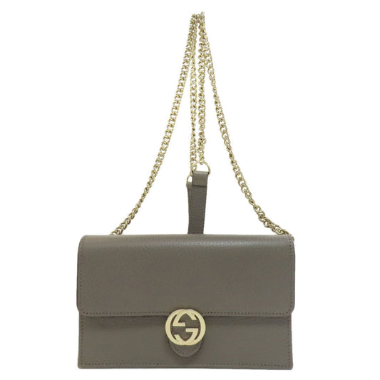 Gucci Wallet on Chain, Grey, Leather, clutch