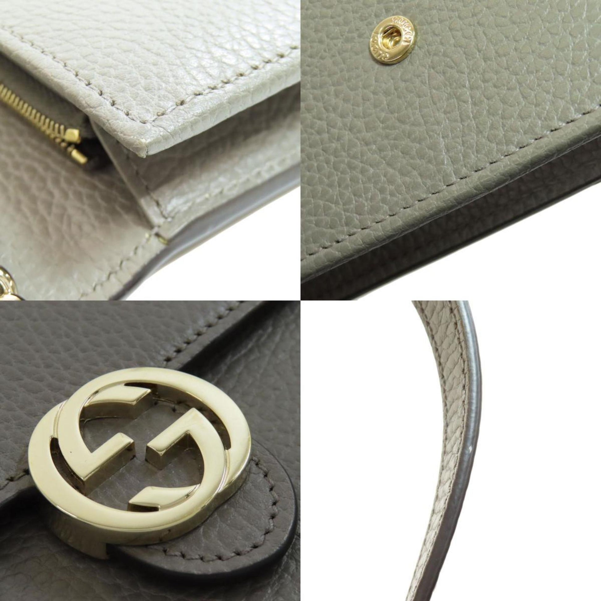 Gucci Wallet on Chain, Grey, Leather, clutch