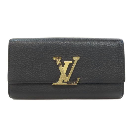 Louis Vuitton Capucines, Black, Leather, wallet