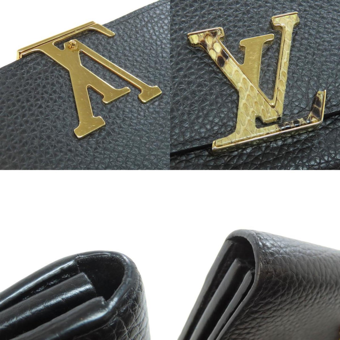 Louis Vuitton Capucines, Black, Leather, wallet