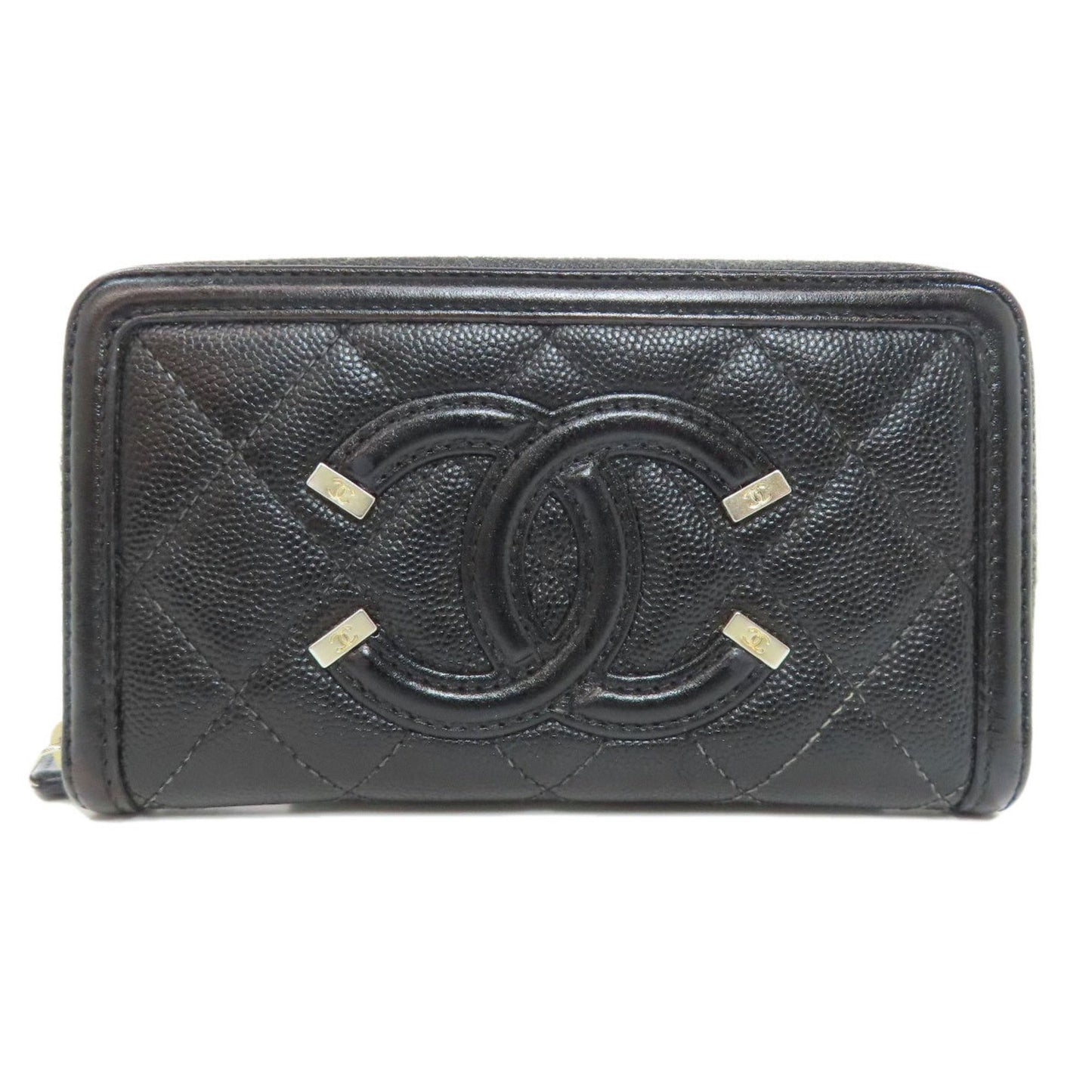 Chanel Long portefeuille zippé, Black, Leather, wallet