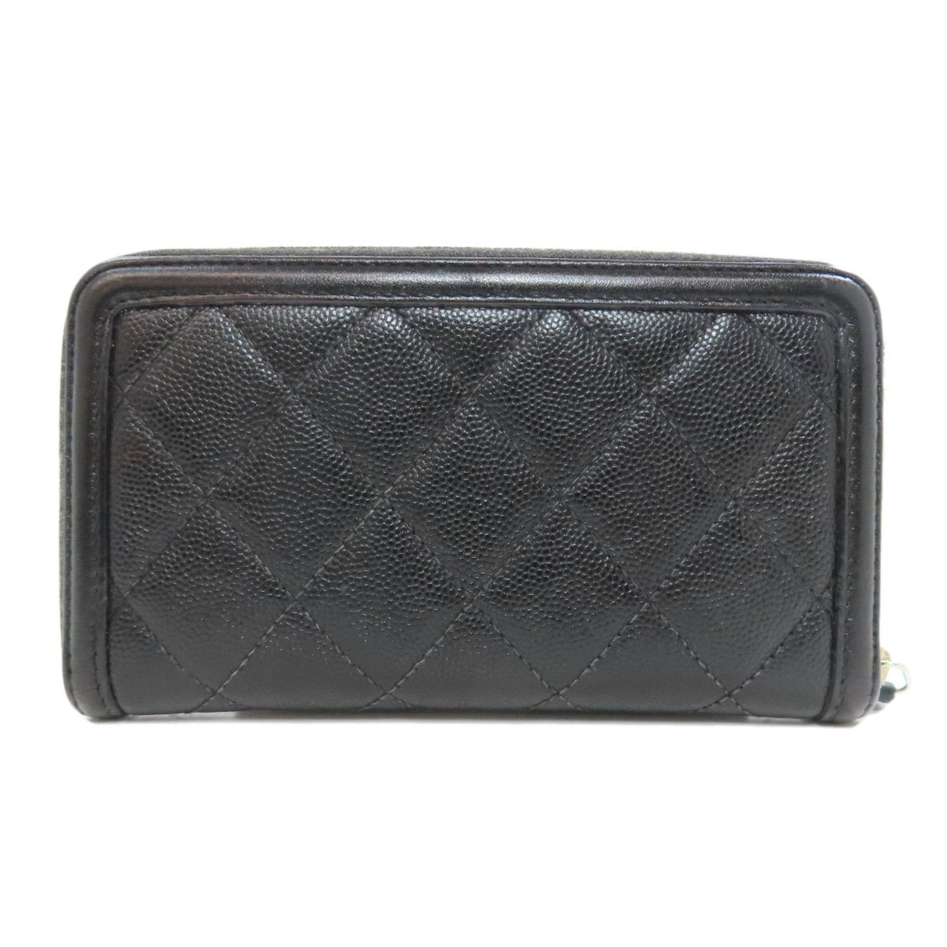 Chanel Long portefeuille zippé, Black, Leather, wallet