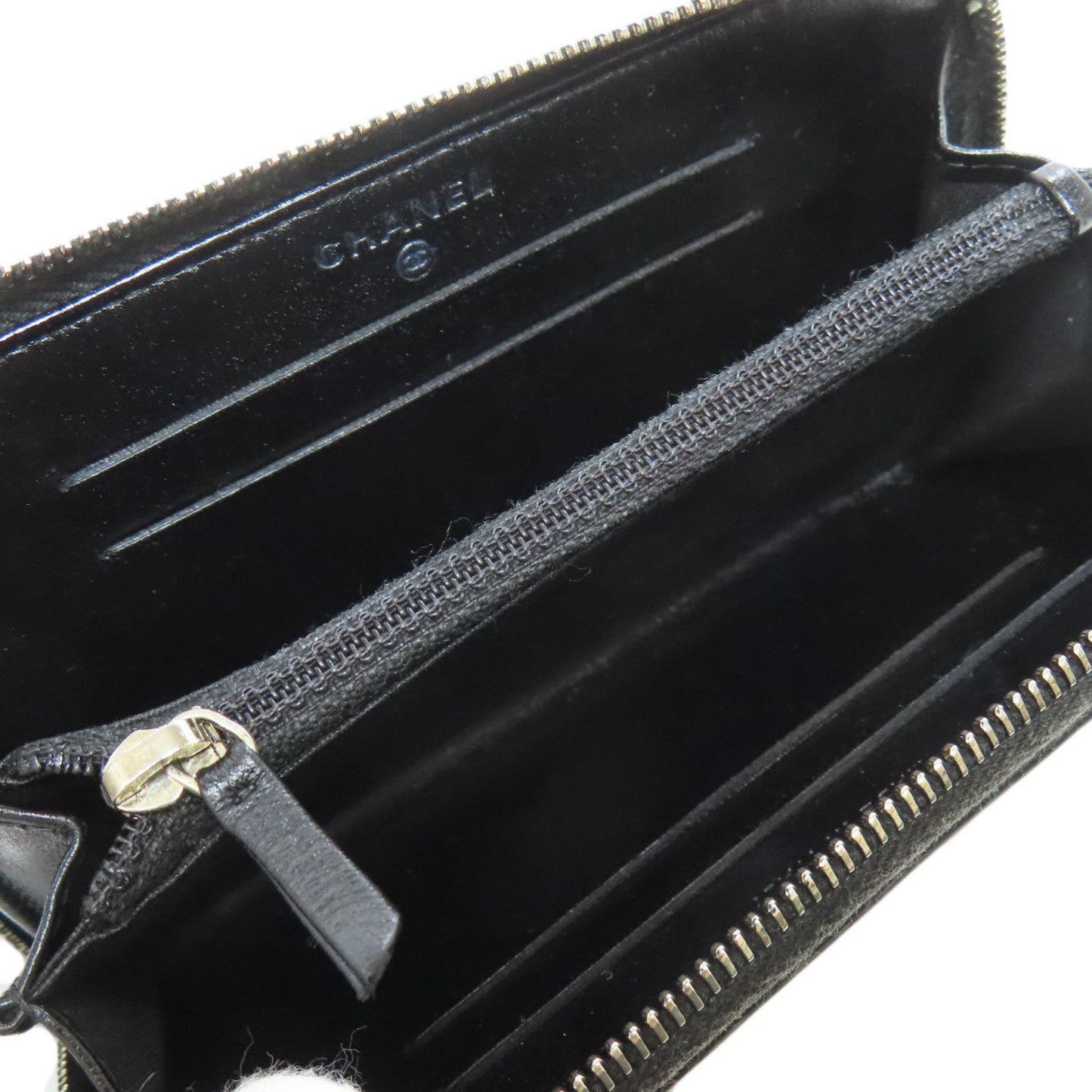 Chanel Long portefeuille zippé, Black, Leather, wallet