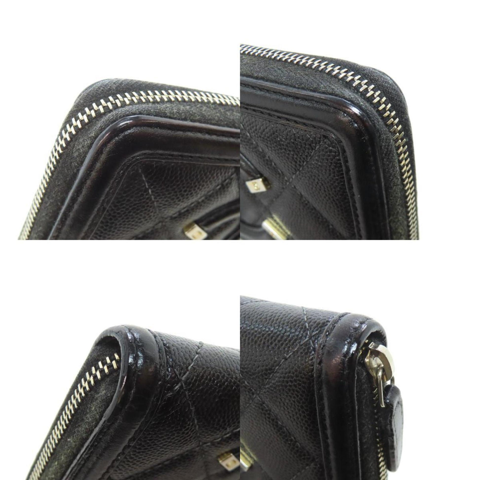 Chanel Long portefeuille zippé, Black, Leather, wallet