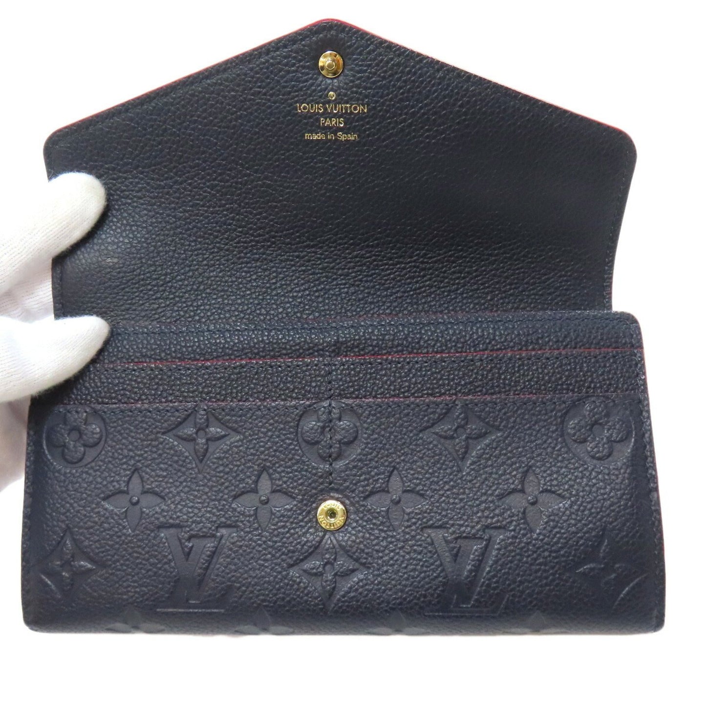 Louis Vuitton Portefeuille Sarah, Navy, Leather, wallet