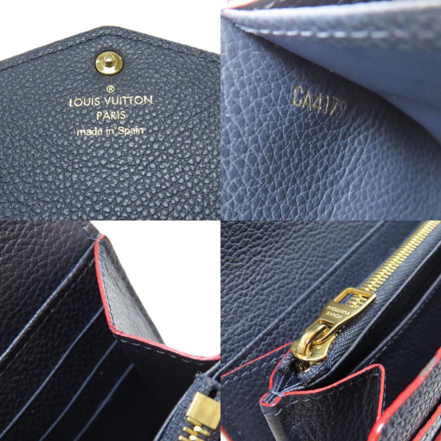 Louis Vuitton Portefeuille Sarah, Navy, Leather, wallet