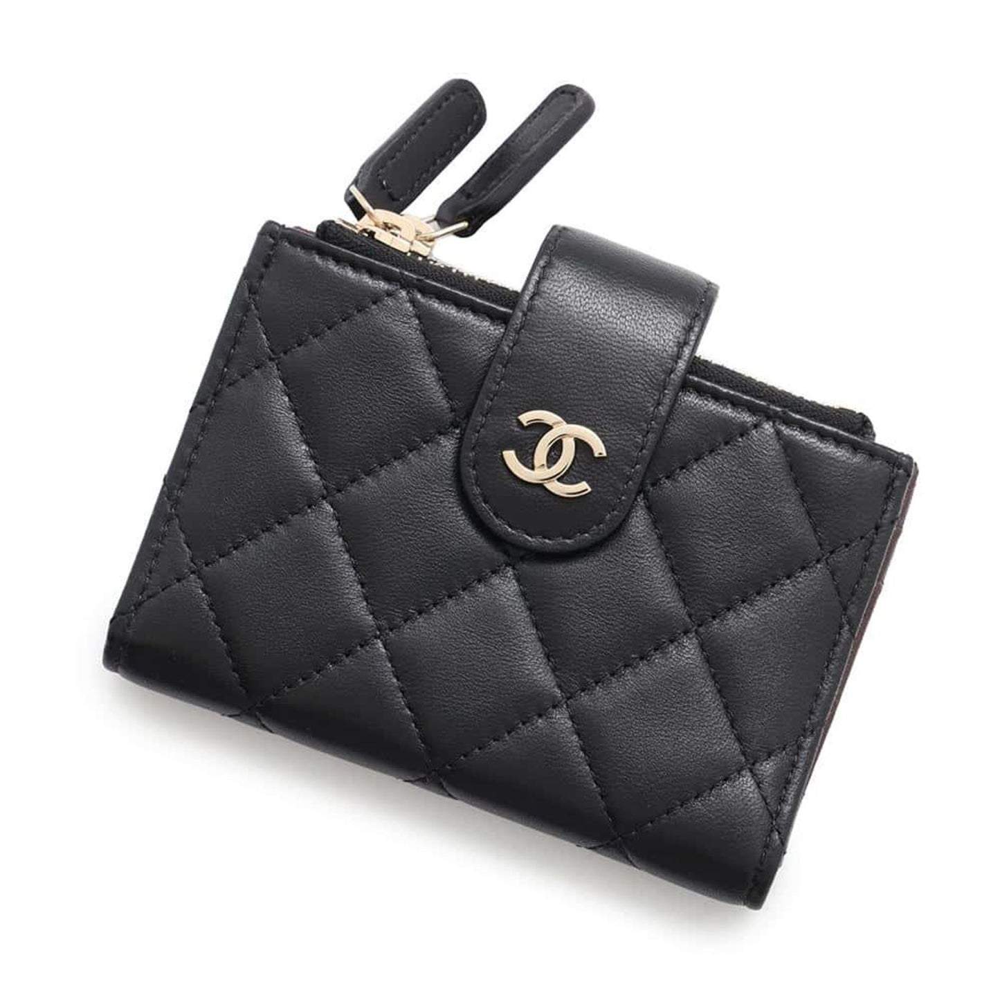 Chanel Matelassé, Black, Leather, wallet