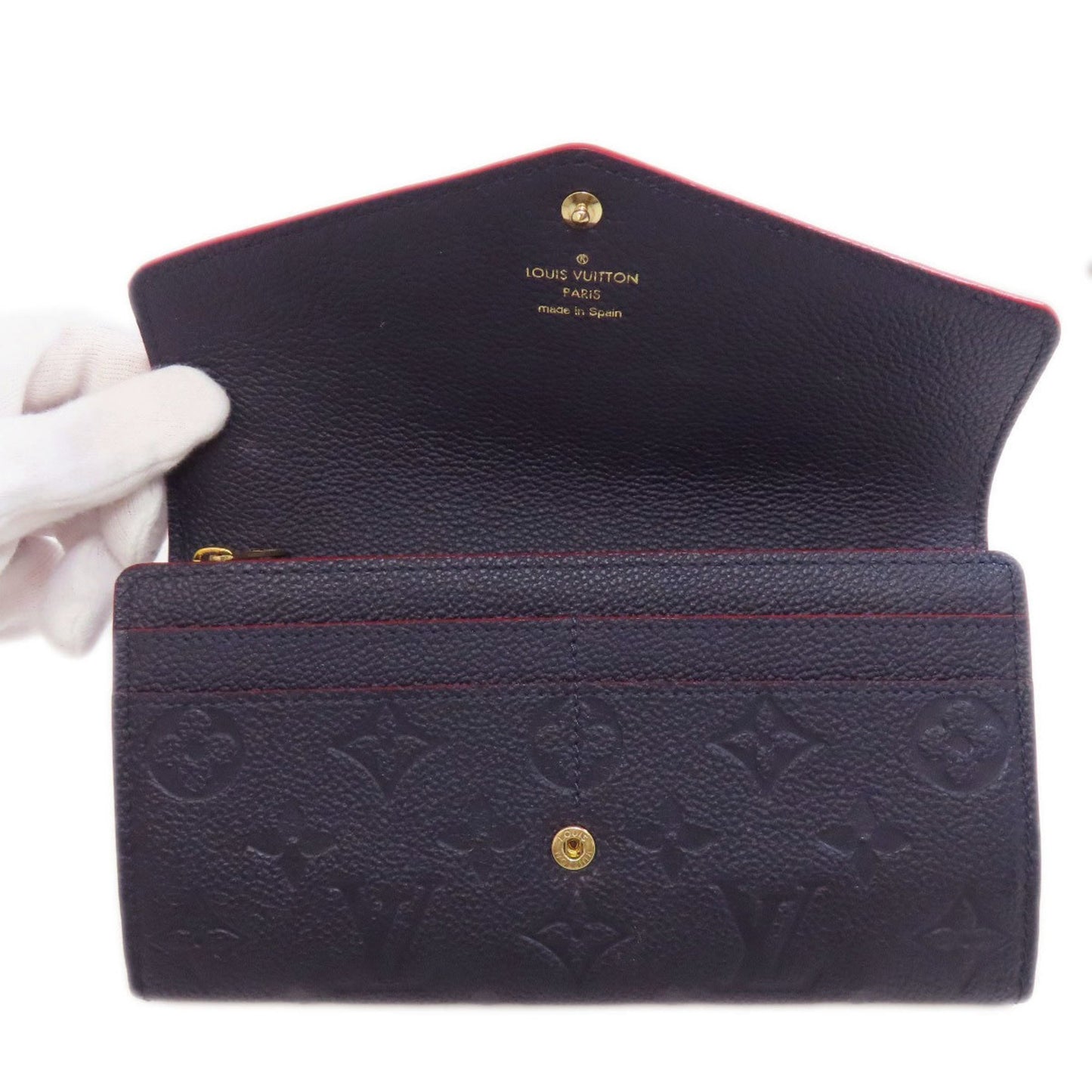 Louis Vuitton Portefeuille Sarah, Navy, Leather, wallet