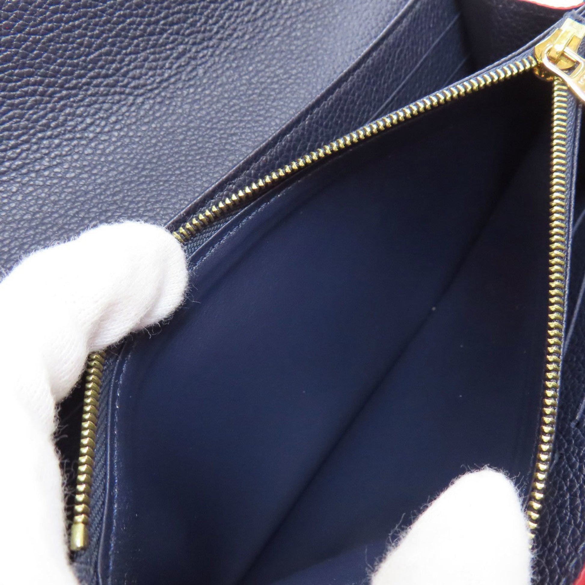 Louis Vuitton Portefeuille Sarah, Navy, Leather, wallet