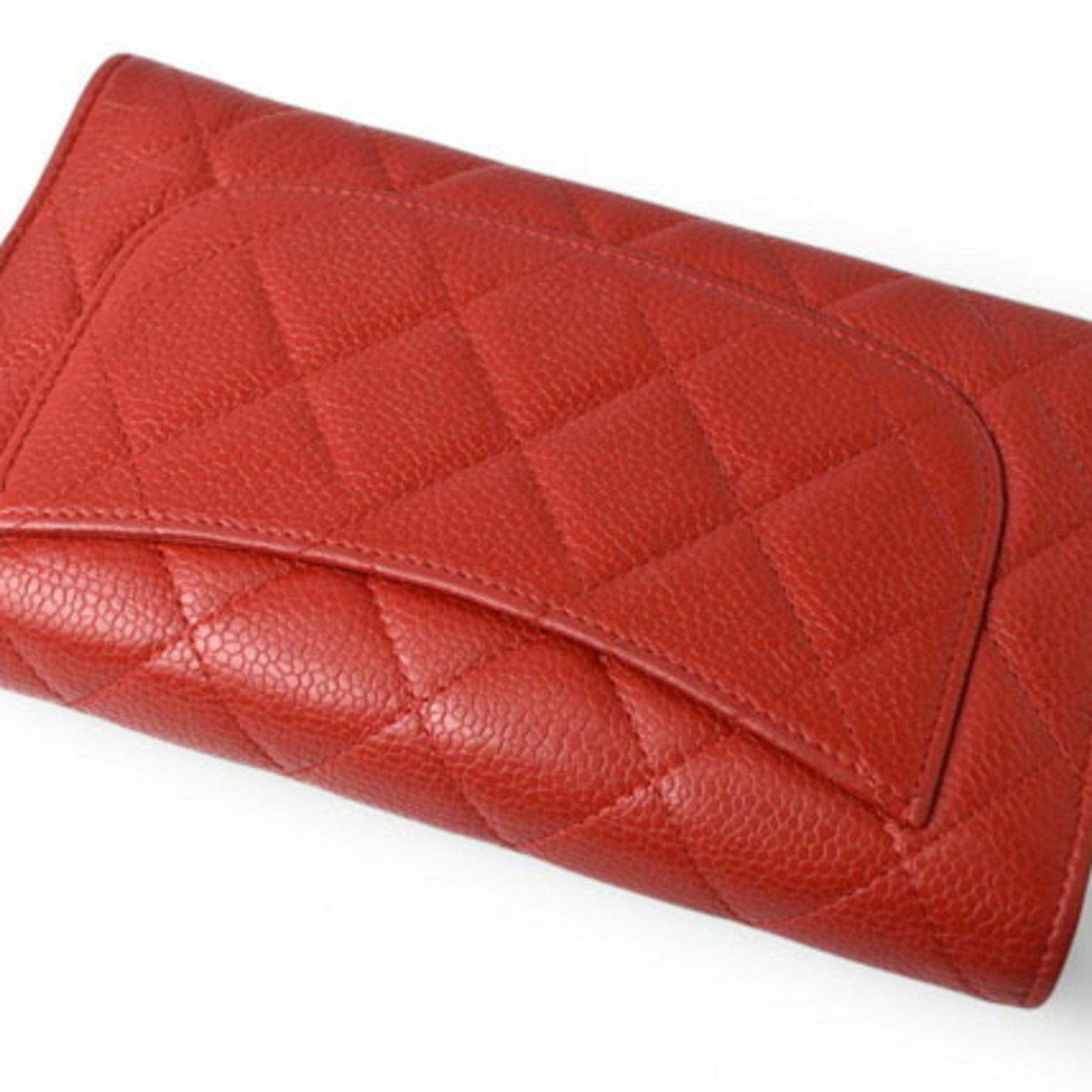 Chanel Matelassé, Red, Leather, wallet