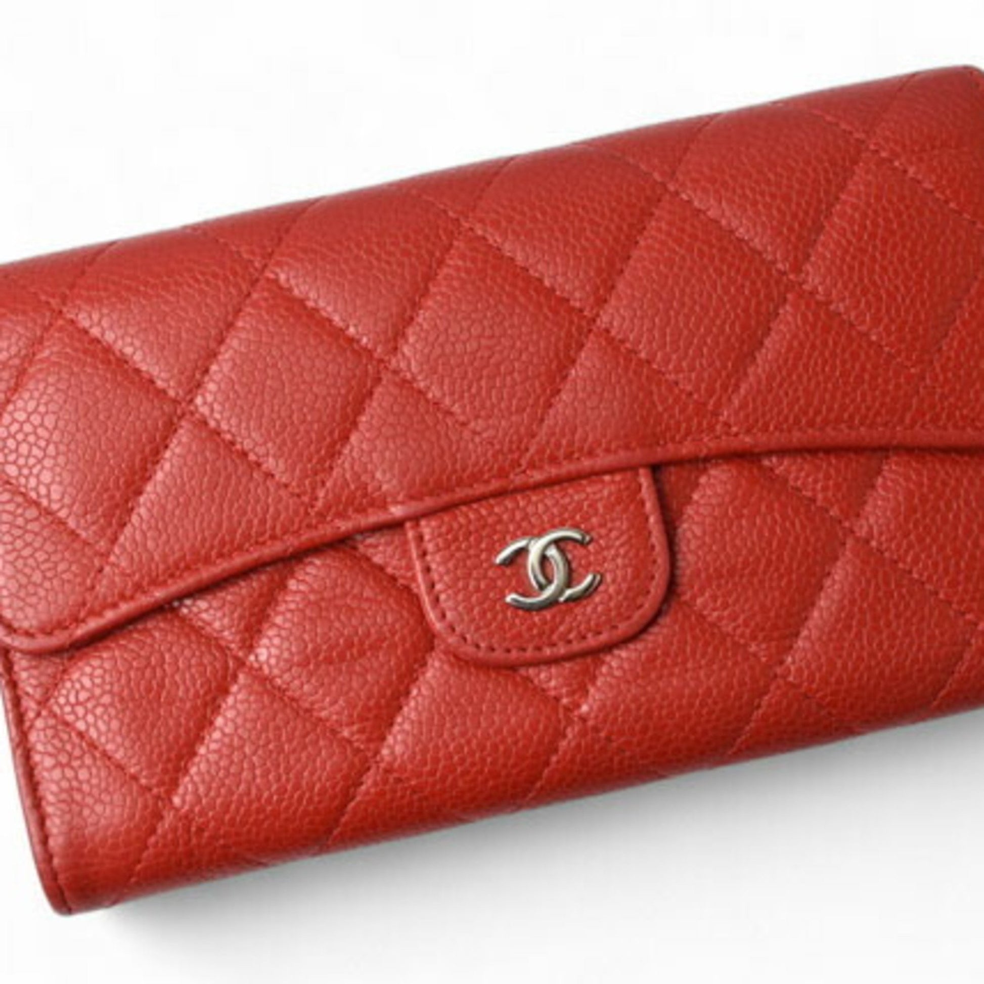 Chanel Matelassé, Red, Leather, wallet