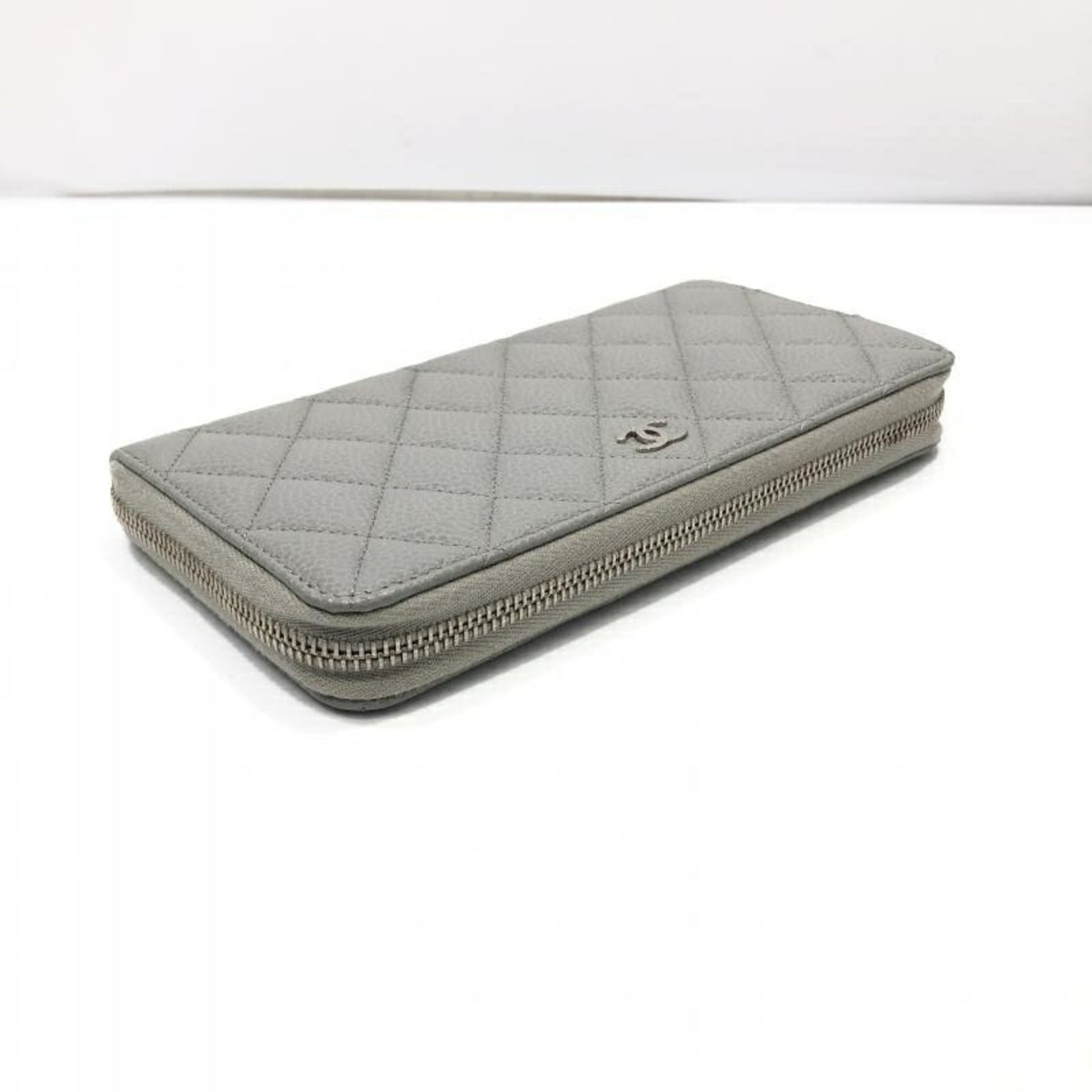 Chanel Matelassé, Grey, Leather, wallet