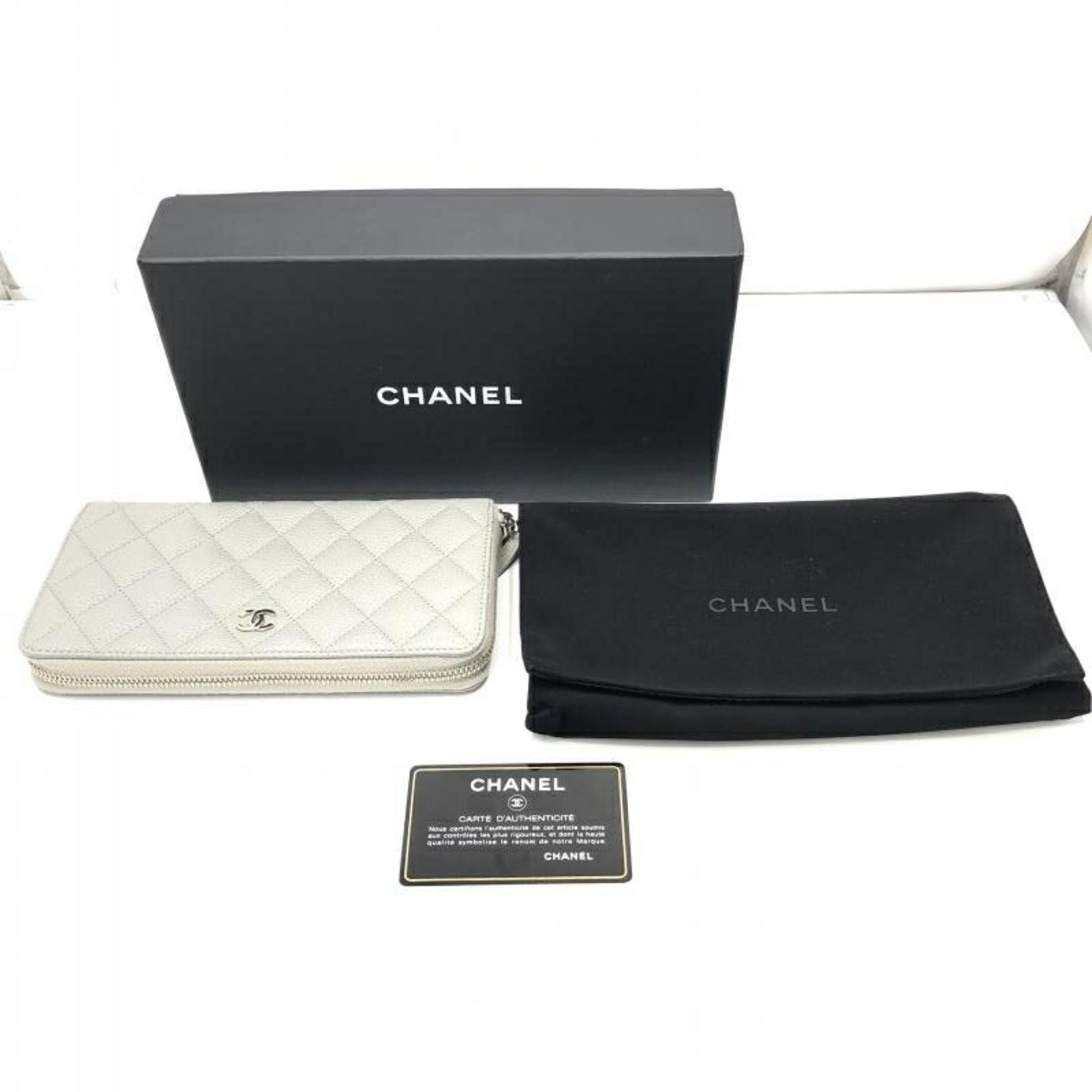 Chanel Matelassé, Grey, Leather, wallet