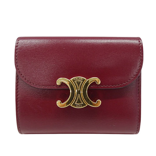 Céline Triomphe, Burgundy, Leather, wallet