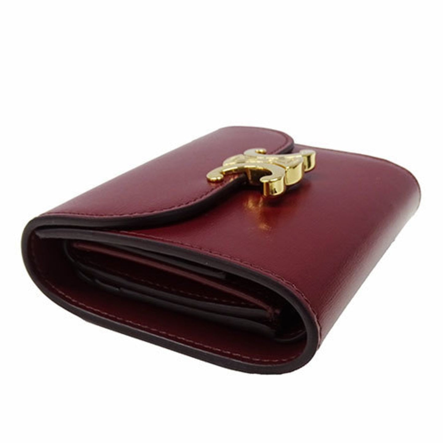 Céline Triomphe, Burgundy, Leather, wallet