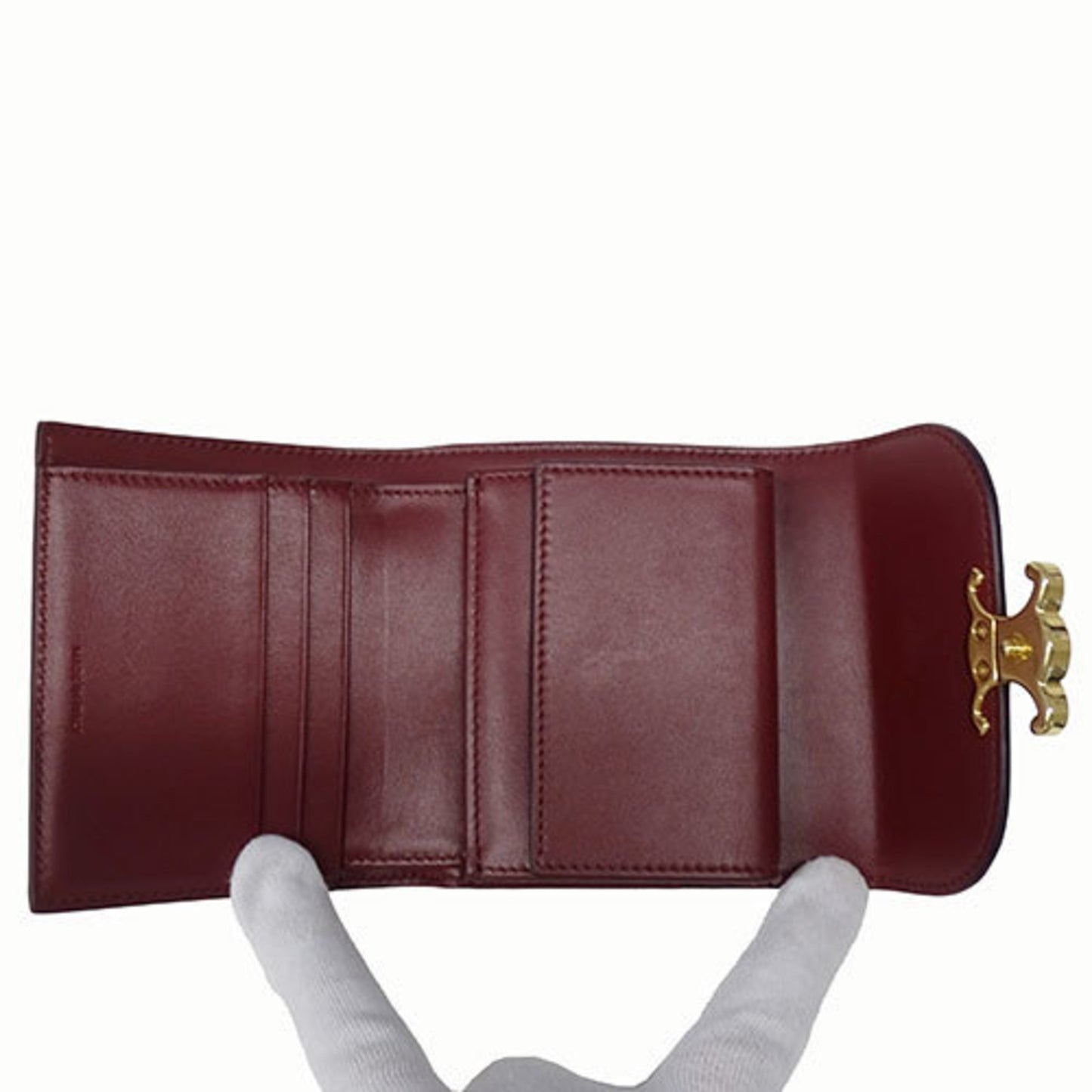 Céline Triomphe, Burgundy, Leather, wallet