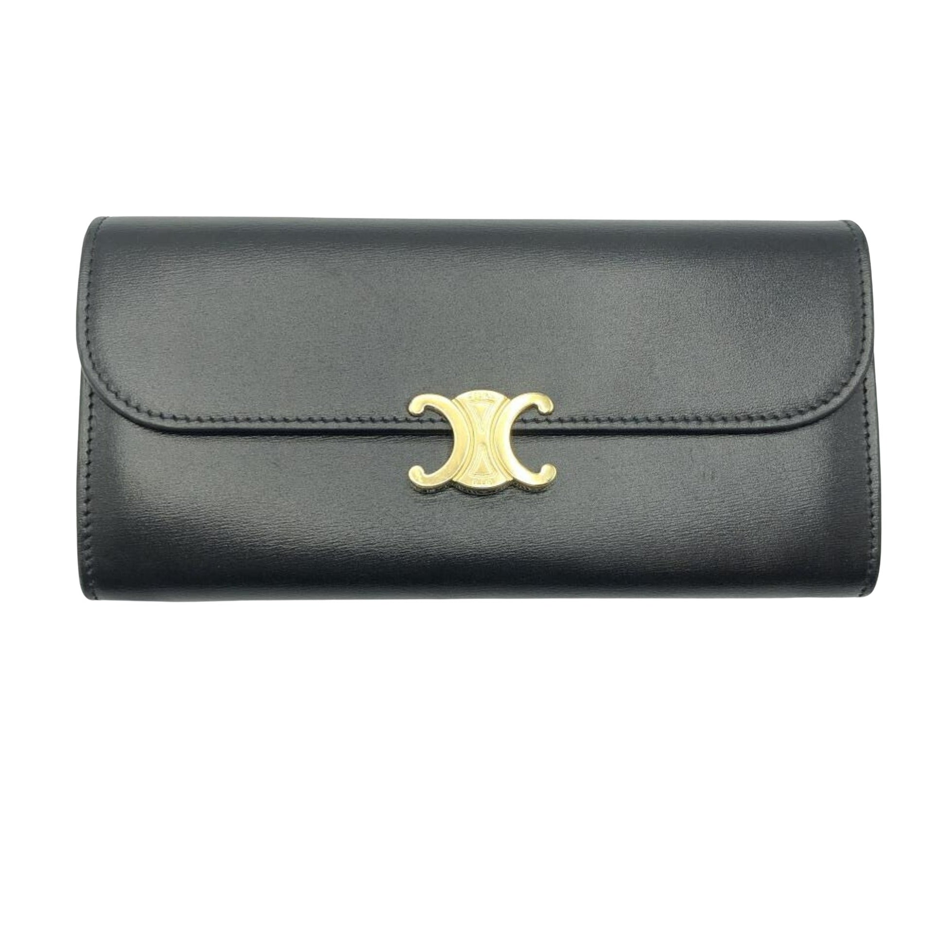 Céline Triomphe, Black, Leather, wallet