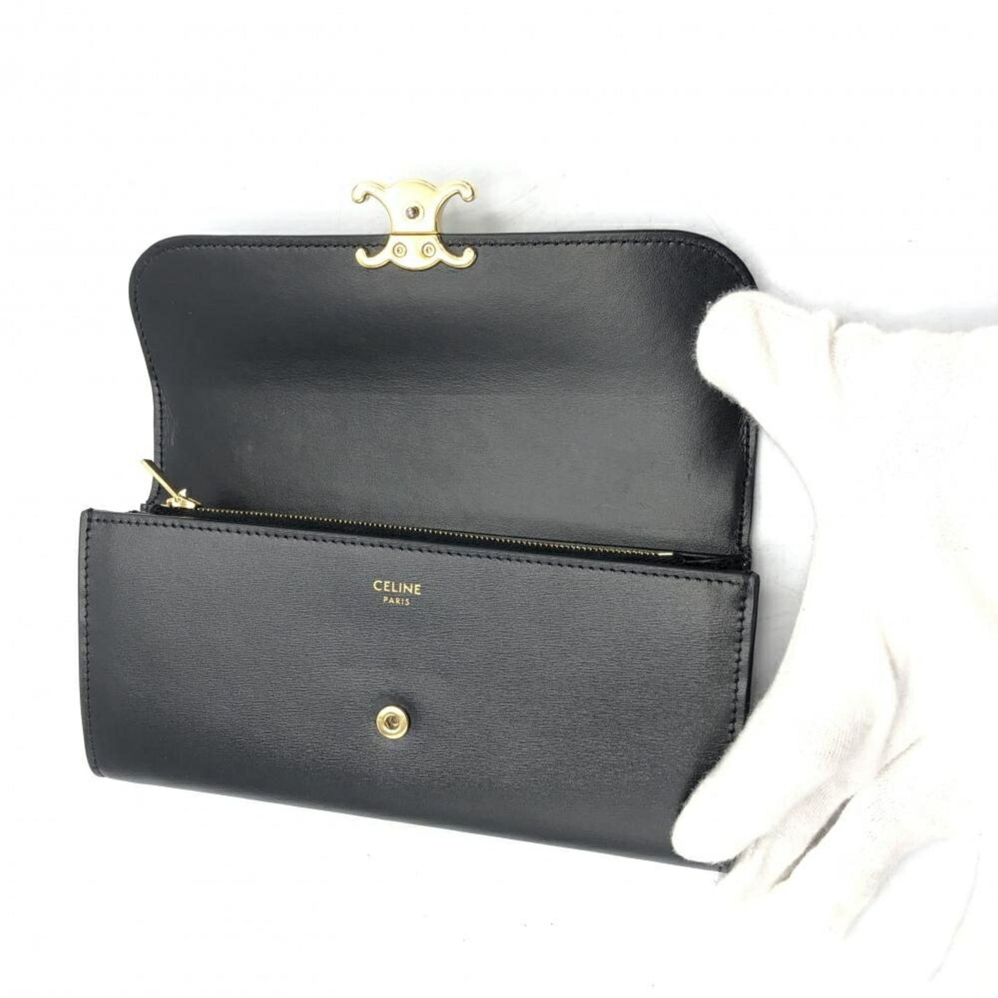 Céline Triomphe, Black, Leather, wallet