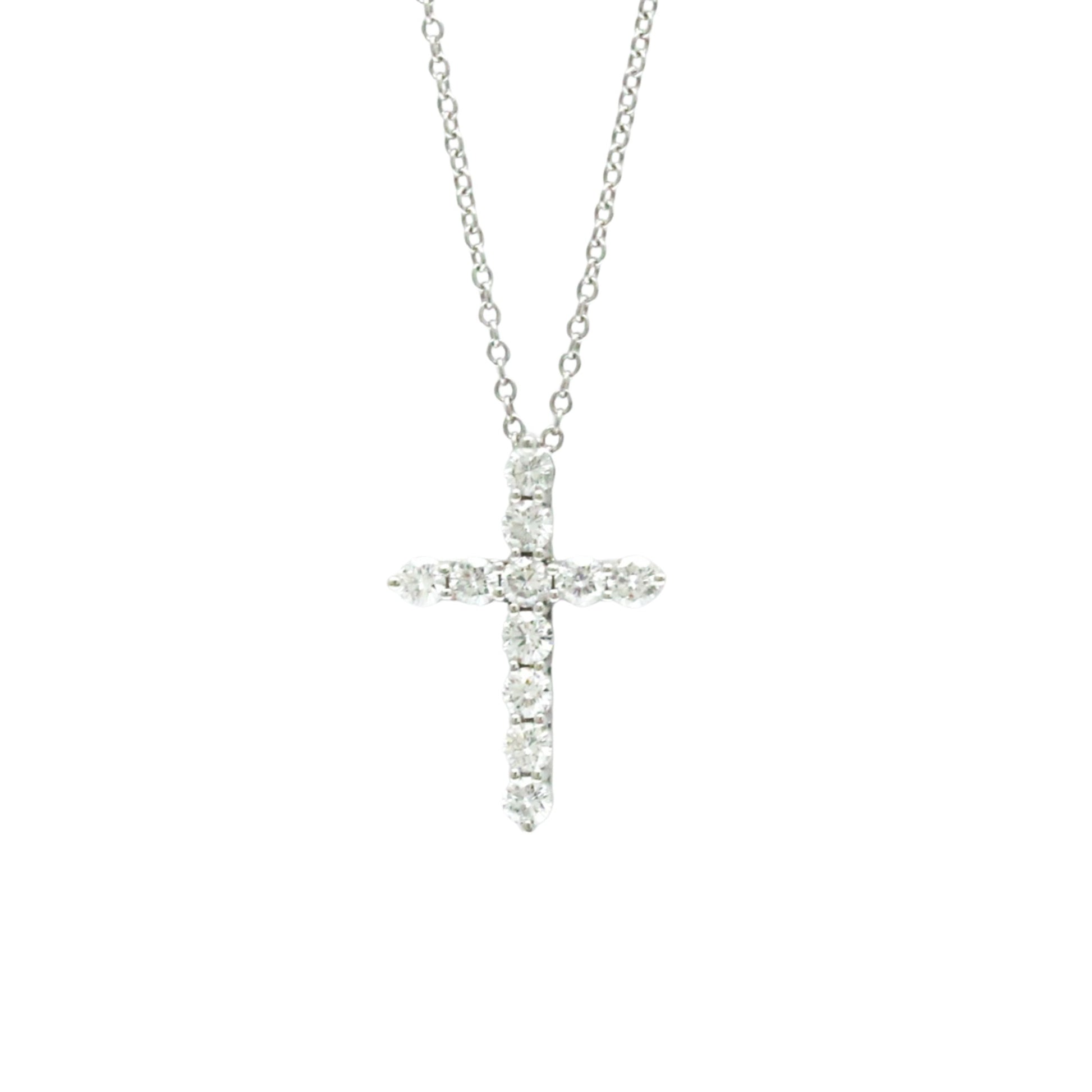 Tiffany & Co Croix, Silver, Platinum, necklace