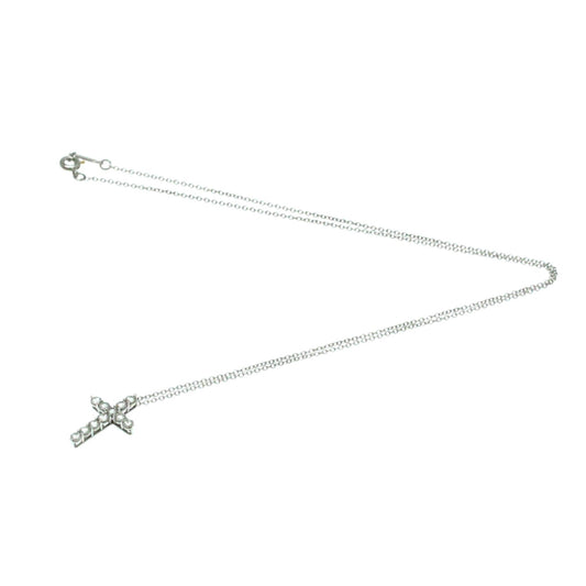 Tiffany & Co Croix, Silver, Platinum, necklace