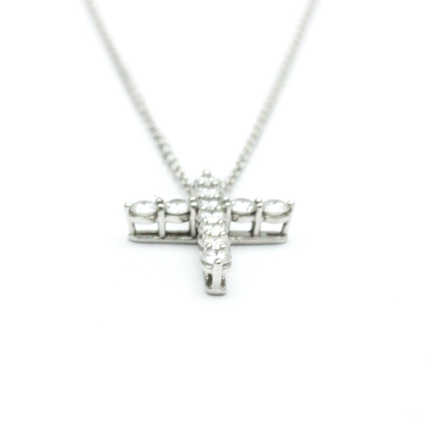 Tiffany & Co Croix, Silver, Platinum, necklace