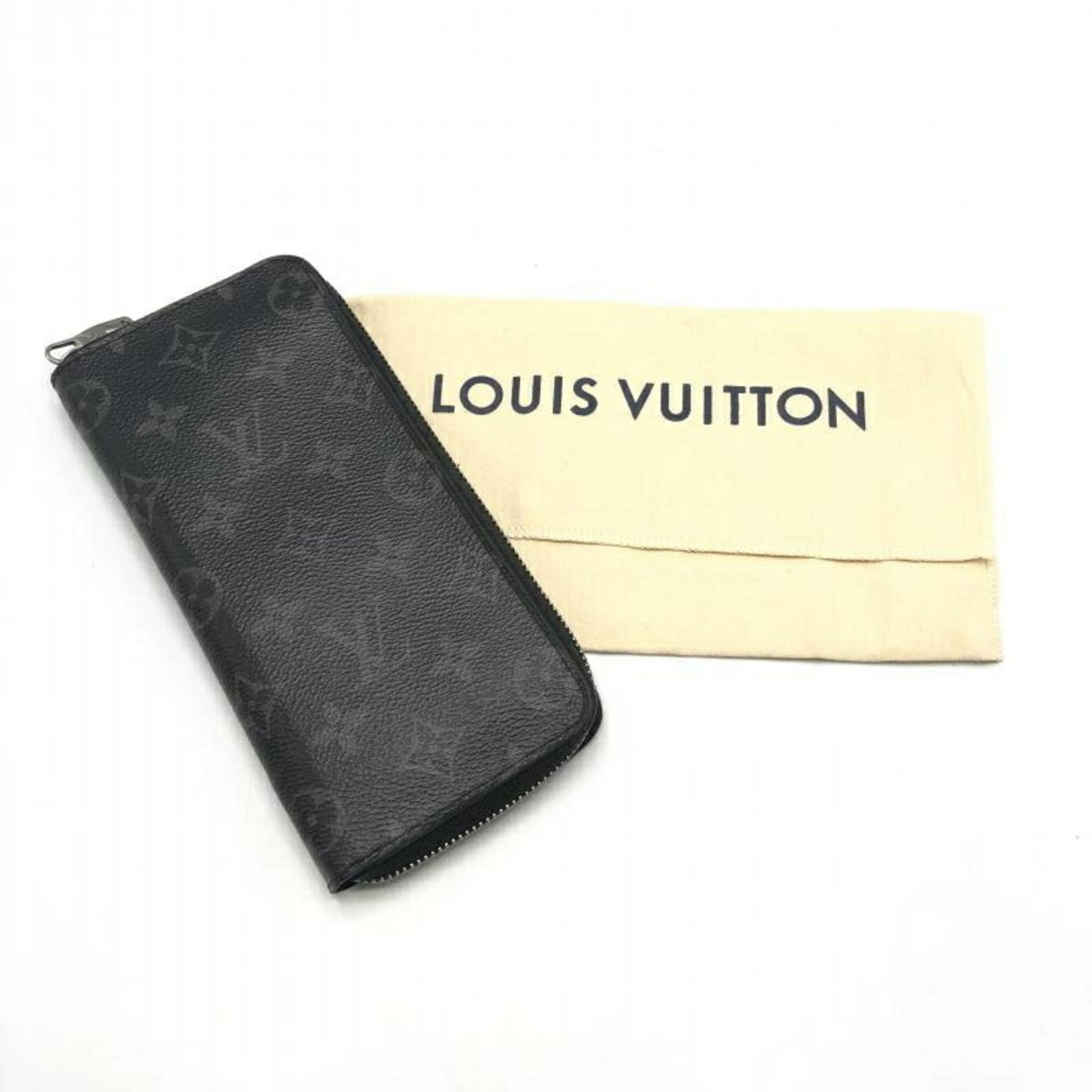 Louis Vuitton Zippy Wallet Vertical, Black, Canvas, wallet