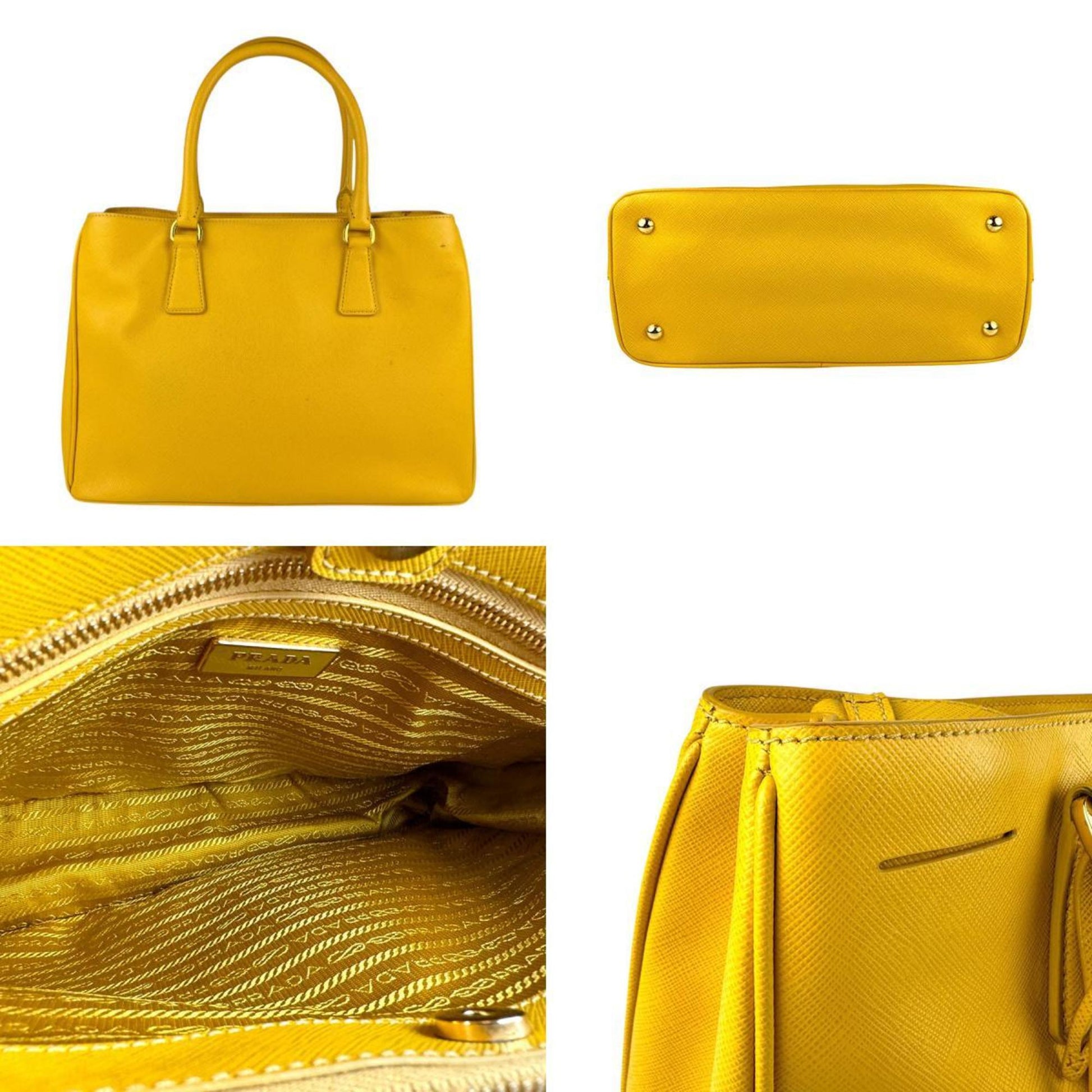 Prada Galleria, Yellow, Leather, handbag