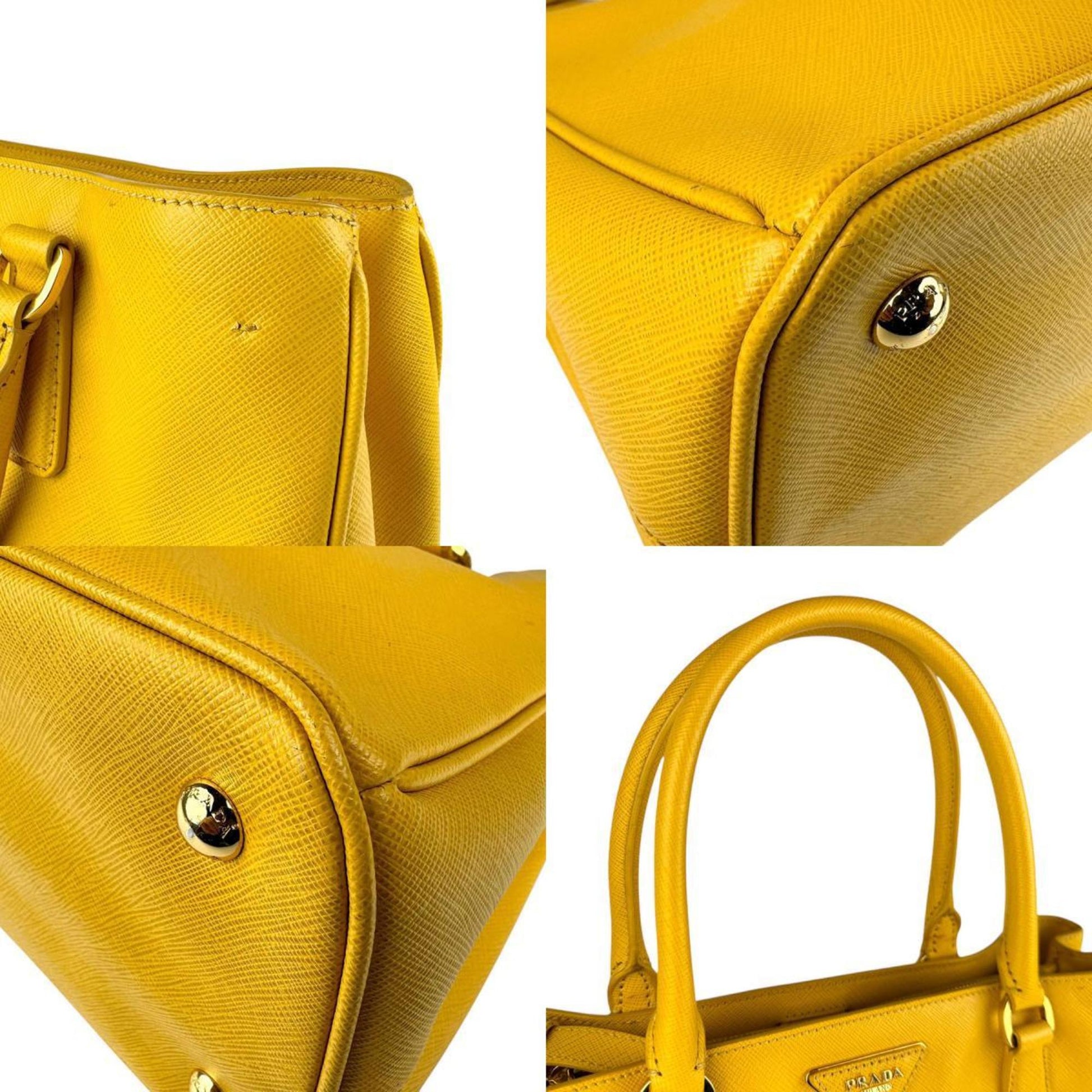 Prada Galleria, Yellow, Leather, handbag