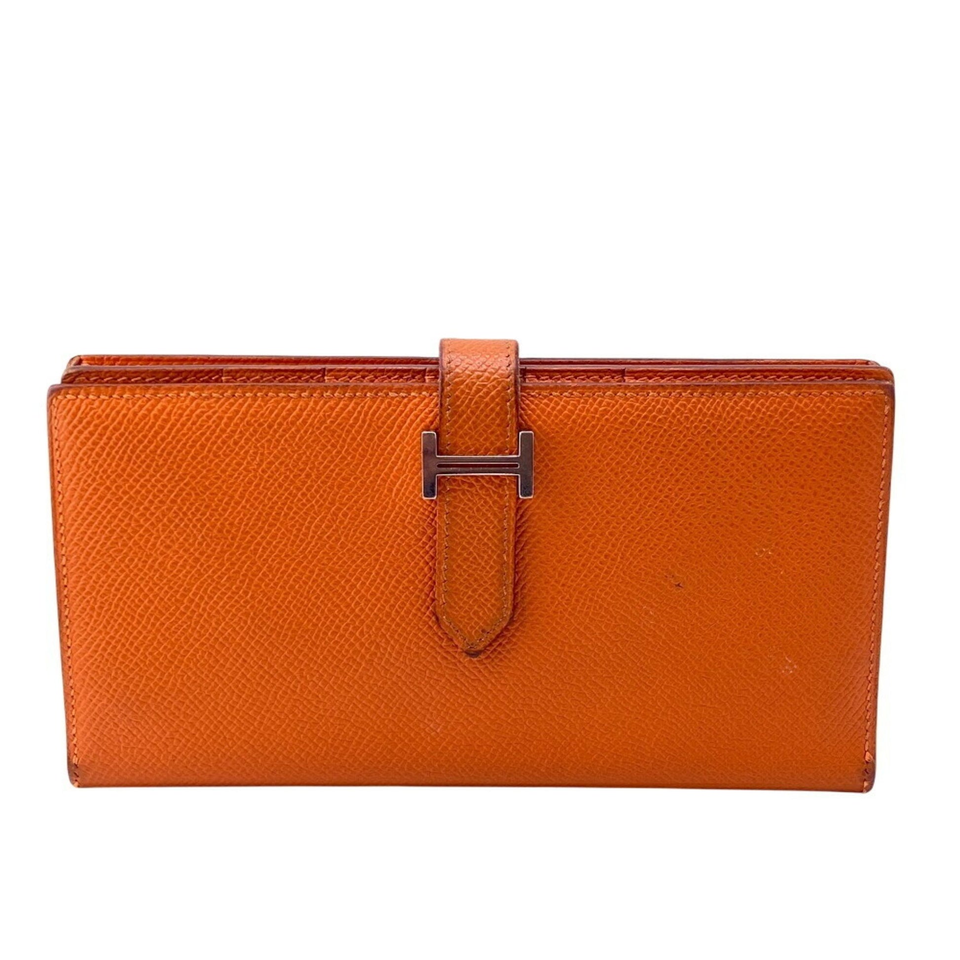 Hermès Béarn, Orange, Leather, wallet