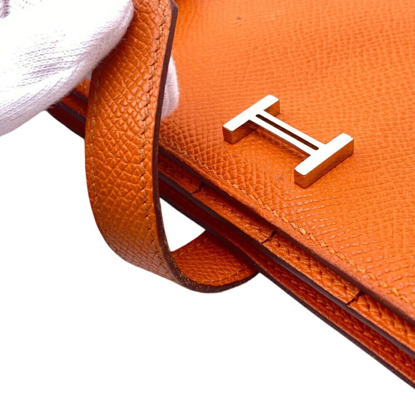 Hermès Béarn, Orange, Leather, wallet