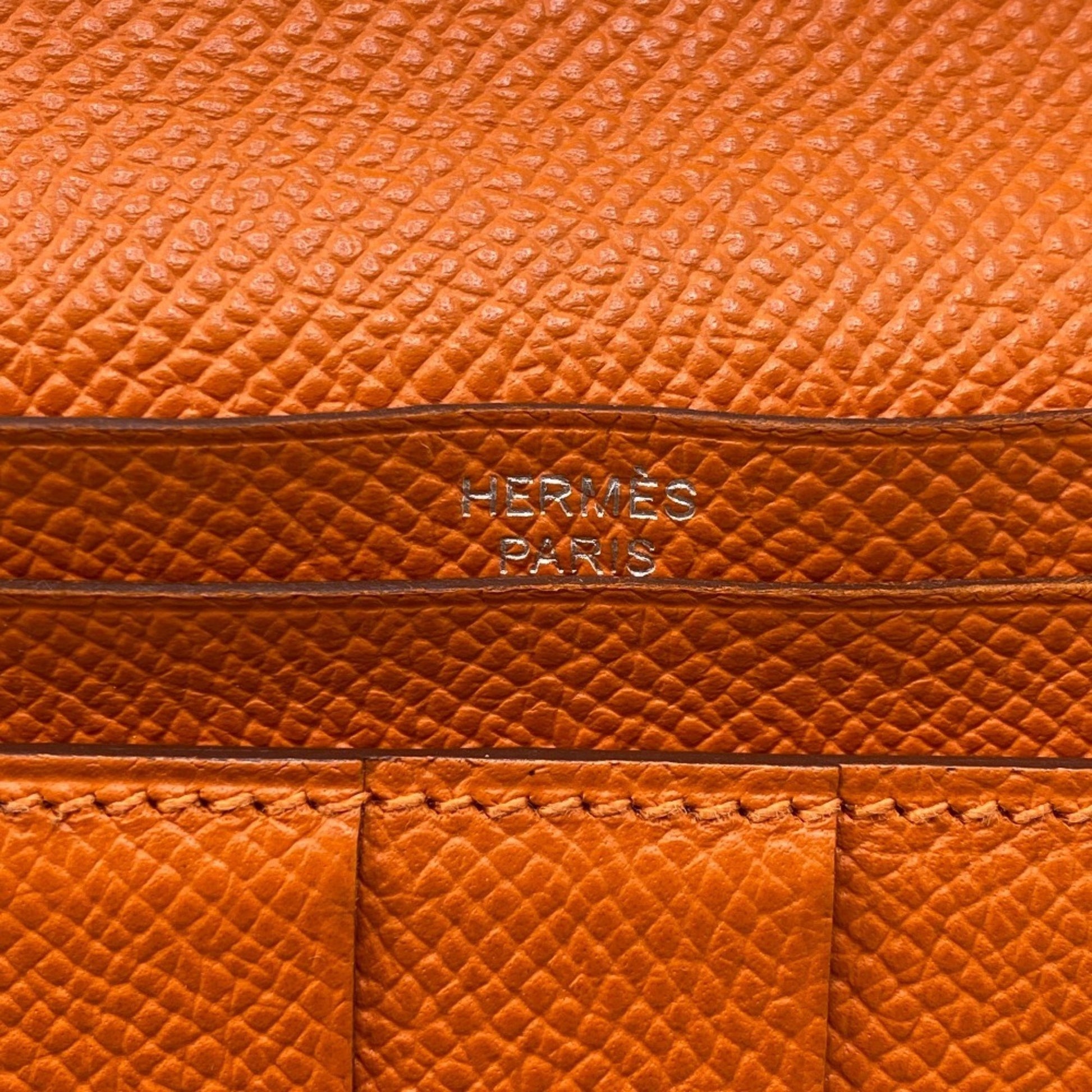 Hermès Béarn, Orange, Leather, wallet