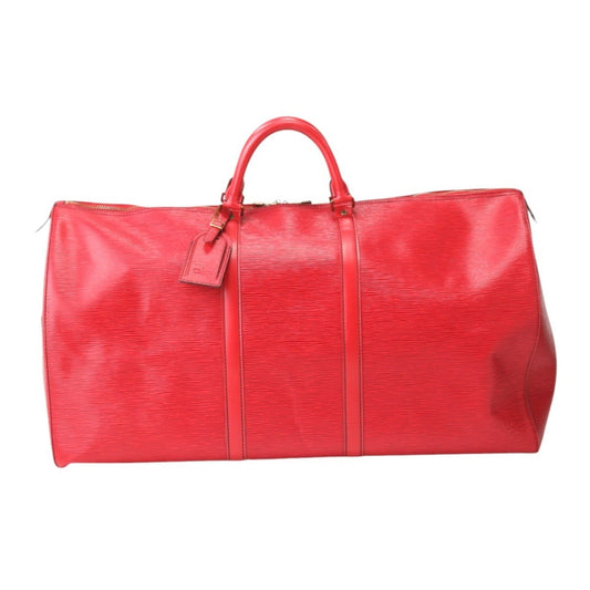 Louis Vuitton Keepall 60, Red, Leather, travel
