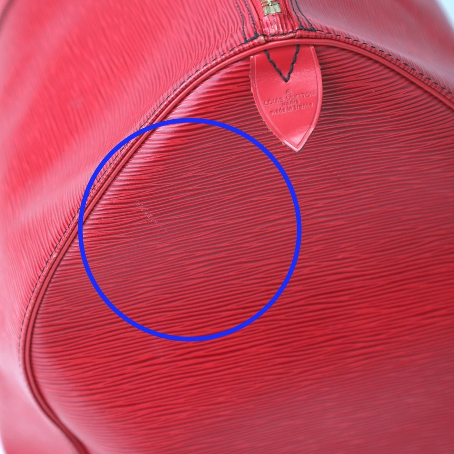 Louis Vuitton Keepall 60, Red, Leather, travel