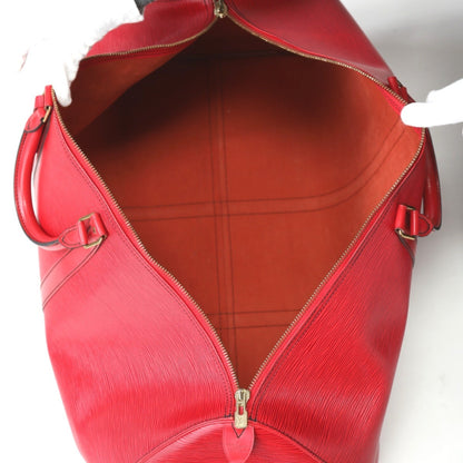 Louis Vuitton Keepall 60, Red, Leather, travel