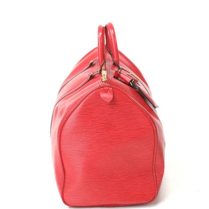 Louis Vuitton Keepall 50, Red, Leather, travel