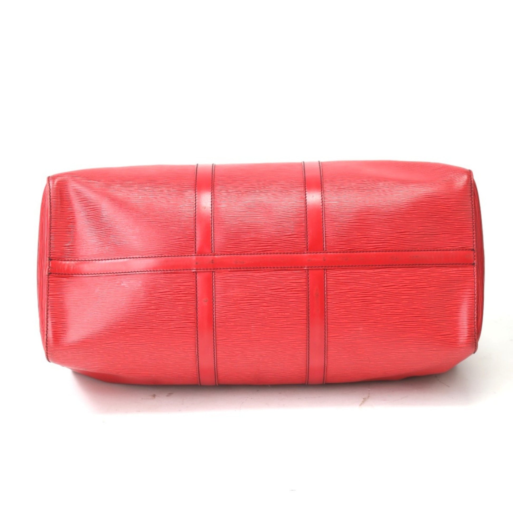 Louis Vuitton Keepall 50, Red, Leather, travel