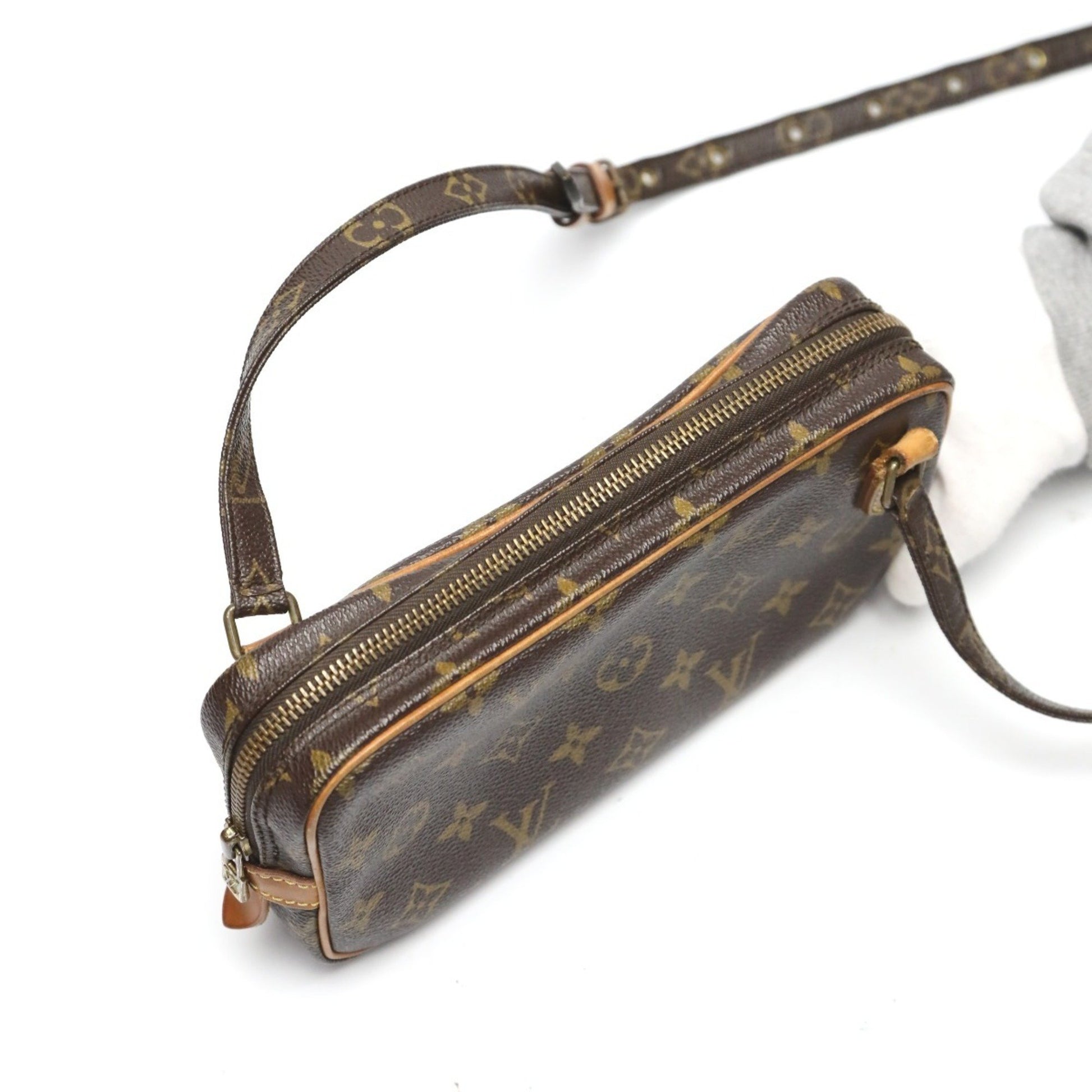 Louis Vuitton Marly, Brown, Canvas, shoulder