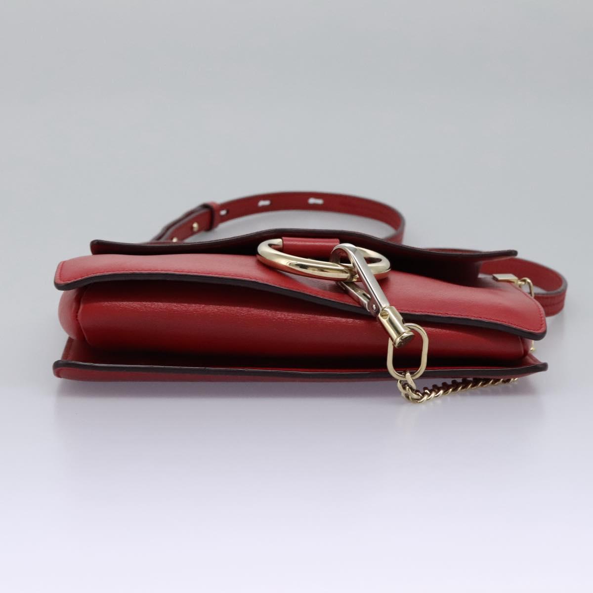 Chloe Faye Chain Leather and Suede, Red, Suede, Shoulder Bag