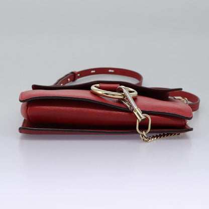 Chloe Faye Chain Leather and Suede, Red, Suede, Shoulder Bag