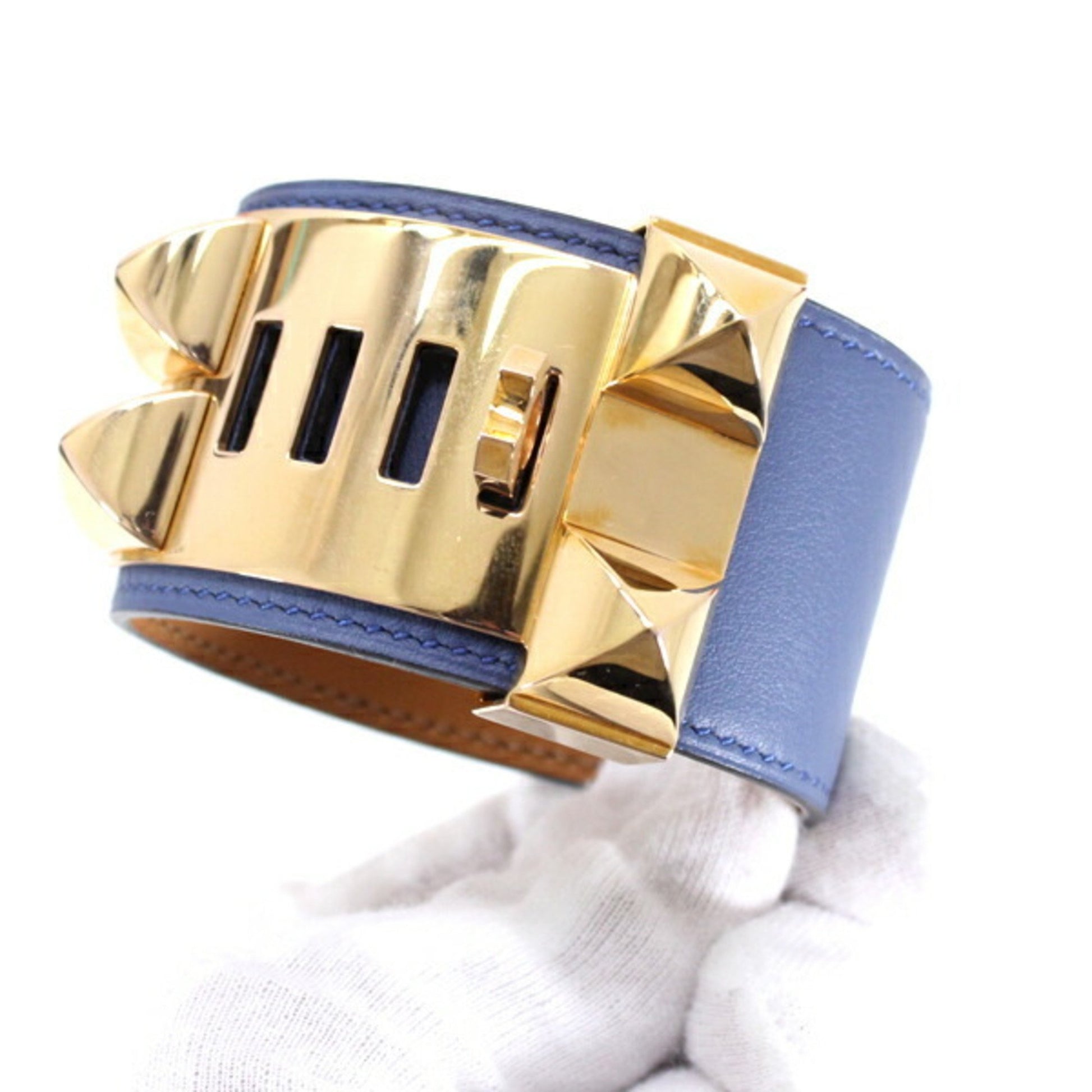 Hermès Collier de chien, Blue, Leather, bracelet