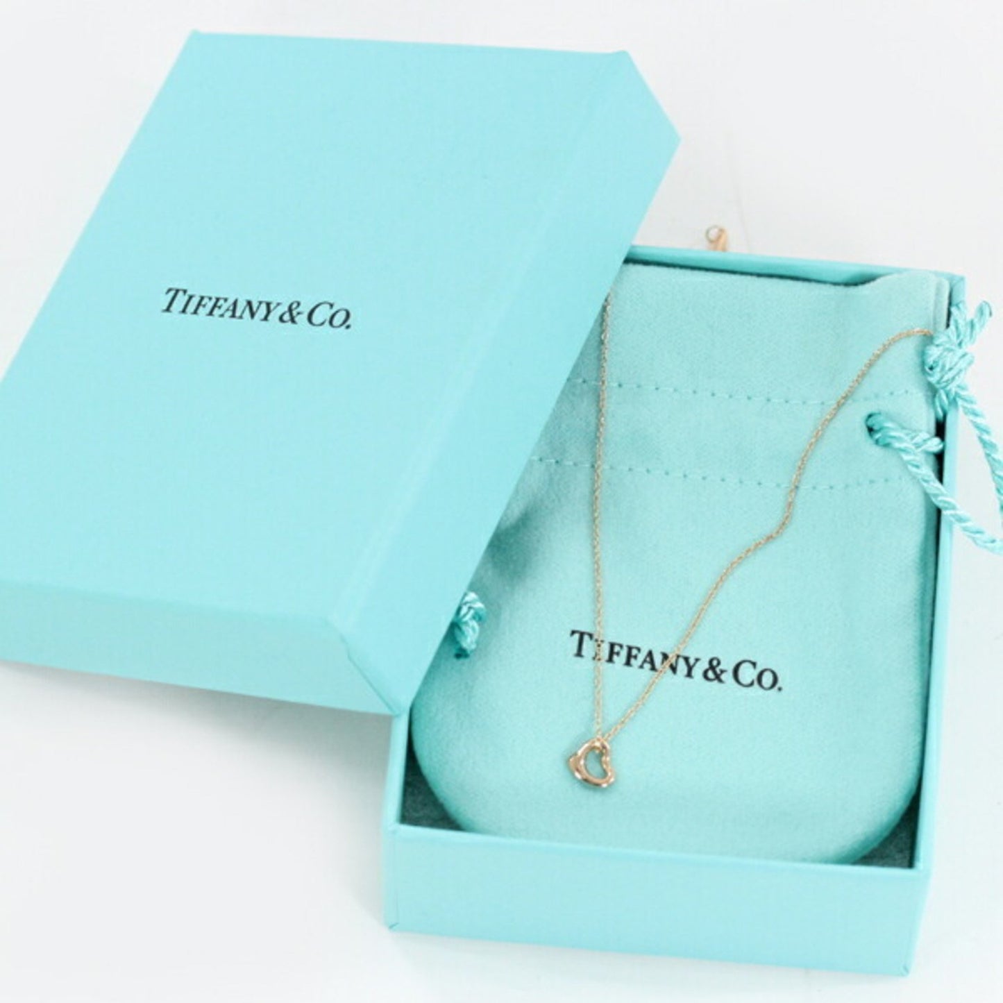 Tiffany & Co Open Heart, Gold, Rose Gold, necklace